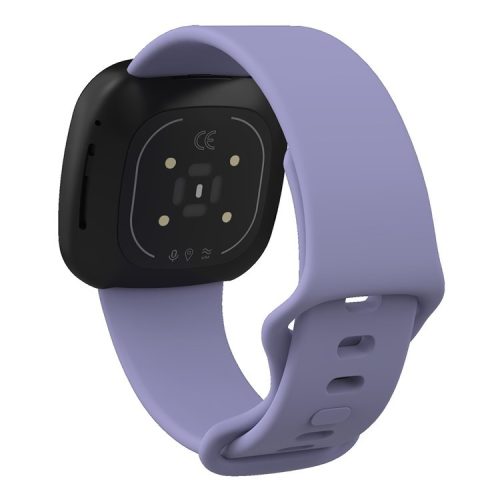 For Fitbit Versa 4 / Sense 2 Smart Watch Silicone Band Solid Color Replacement Wrist Strap, Size: L - Purple