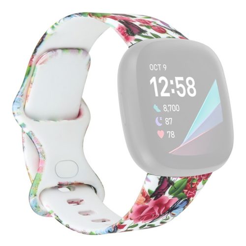 For Fitbit Versa 4 / Sense 2 Pattern Printing Silicone Watch Strap Adjustable Wrist Band Replacement - Style C