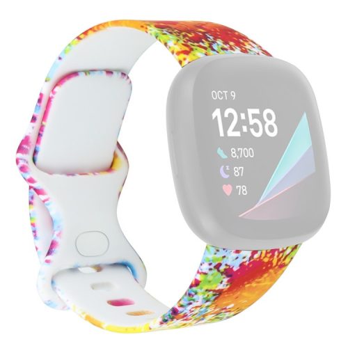 For Fitbit Versa 4 / Sense 2 Pattern Printing Silicone Watch Strap Adjustable Wrist Band Replacement - Style F