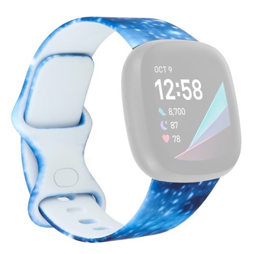 For Fitbit Versa 4 / Sense 2 Pattern Printing Silicone Watch Strap Adjustable Wrist Band Replacement - Style G