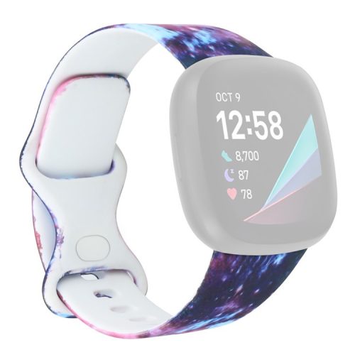 For Fitbit Versa 4 / Sense 2 Pattern Printing Silicone Watch Strap Adjustable Wrist Band Replacement - Style H