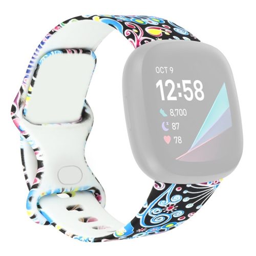 For Fitbit Versa 4 / Sense 2 Pattern Printing Silicone Watch Strap Adjustable Wrist Band Replacement - Style L