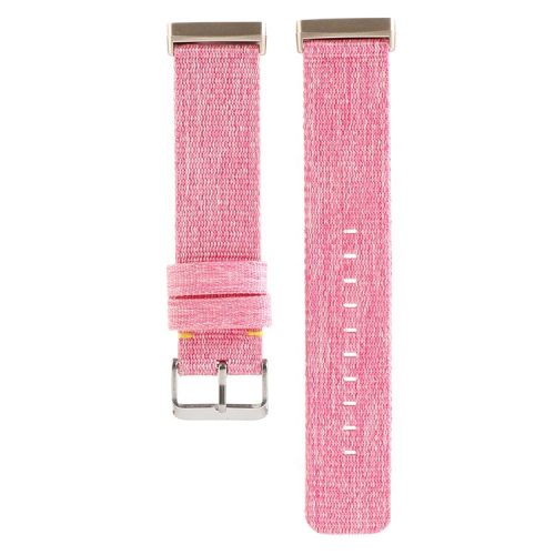 For Fitbit Versa 4 / Sense 2 Nylon Sport Watch Band Breathable Replacement Wrist Strap - Pink