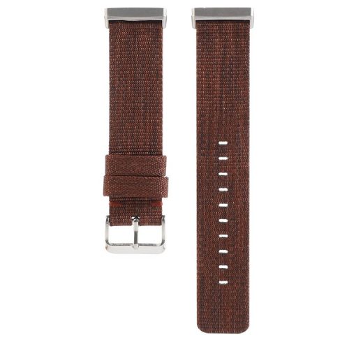 For Fitbit Versa 4 / Sense 2 Nylon Sport Watch Band Breathable Replacement Wrist Strap - Brown