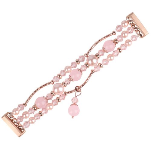 For Fitbit Versa 4 / Sense 2 Agate Beads Bracelet Band Jewelry Watch Strap Replacement - Pink