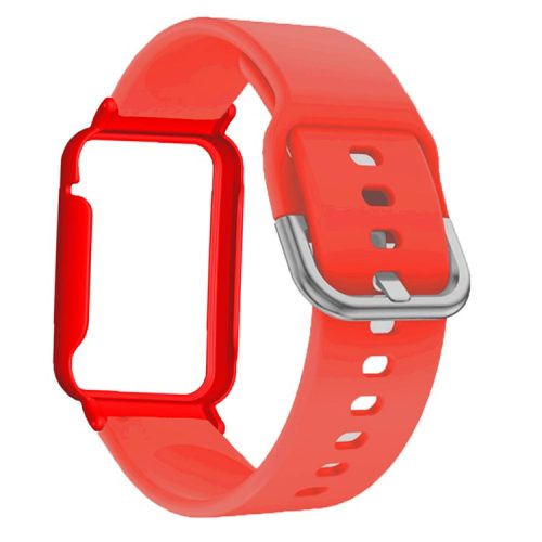 Flexible Silicone Watchband for Xiaomi Mi Band 7 Pro Smart Watch Replacement Strap with Watch Case Cover - Red