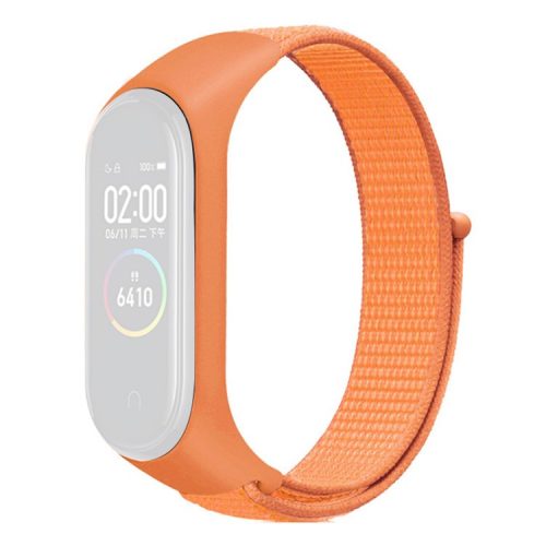 For Xiaomi Mi Band 3 / 4 / 5 / 6 / 7 Nylon Watch Band Adjustable Sport Loop Strap Wristband Replacement - Papaya