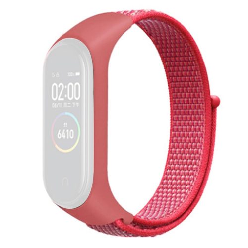 For Xiaomi Mi Band 3 / 4 / 5 / 6 / 7 Nylon Watch Band Adjustable Sport Loop Strap Wristband Replacement - Hibiscus Pink