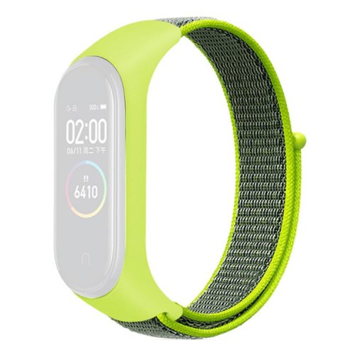 For Xiaomi Mi Band 3 / 4 / 5 / 6 / 7 Nylon Watch Band Adjustable Sport Loop Strap Wristband Replacement - Bright Yellow