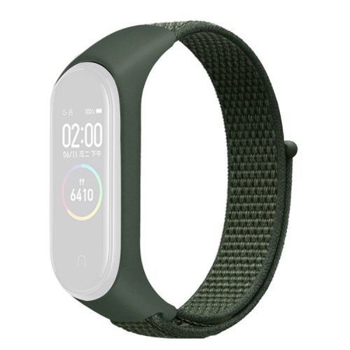 For Xiaomi Mi Band 3 / 4 / 5 / 6 / 7 Nylon Watch Band Adjustable Sport Loop Strap Wristband Replacement - Army Green