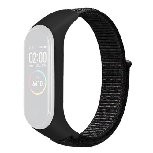 For Xiaomi Mi Band 3 / 4 / 5 / 6 / 7 Nylon Watch Band Adjustable Sport Loop Strap Wristband Replacement - Black