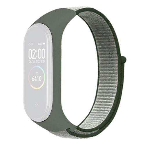 For Xiaomi Mi Band 3 / 4 / 5 / 6 / 7 Nylon Watch Band Adjustable Sport Loop Strap Wristband Replacement - Dark Olive Green