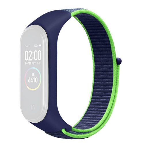 For Xiaomi Mi Band 3 / 4 / 5 / 6 / 7 Nylon Watch Band Adjustable Sport Loop Strap Wristband Replacement - Lime