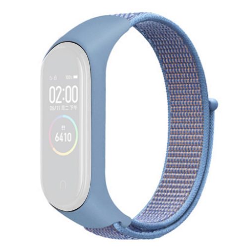 For Xiaomi Mi Band 3 / 4 / 5 / 6 / 7 Nylon Watch Band Adjustable Sport Loop Strap Wristband Replacement - Sky Blue