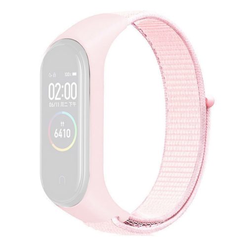 For Xiaomi Mi Band 3 / 4 / 5 / 6 / 7 Nylon Watch Band Adjustable Sport Loop Strap Wristband Replacement - Pink