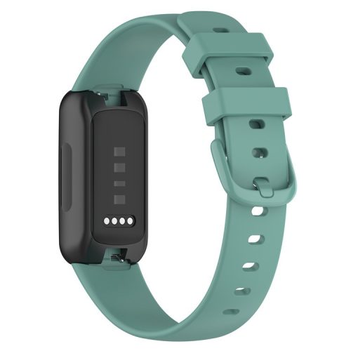 For Fitbit Inspire 3 Solid Color Silicone Watch Band Adjustable Pin Buckle Wrist Strap Replacement, Size: L - Pine Needle Green