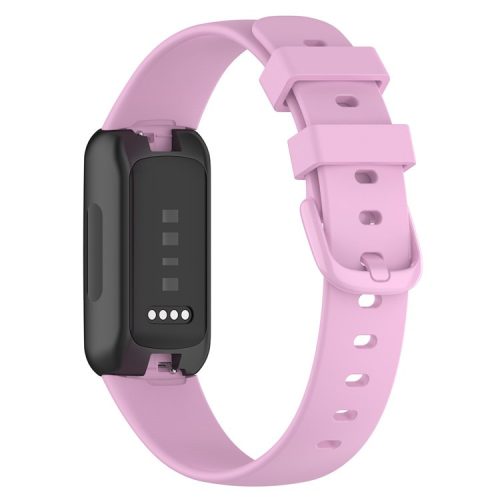 For Fitbit Inspire 3 Solid Color Silicone Watch Band Adjustable Pin Buckle Wrist Strap Replacement, Size: L - Purple