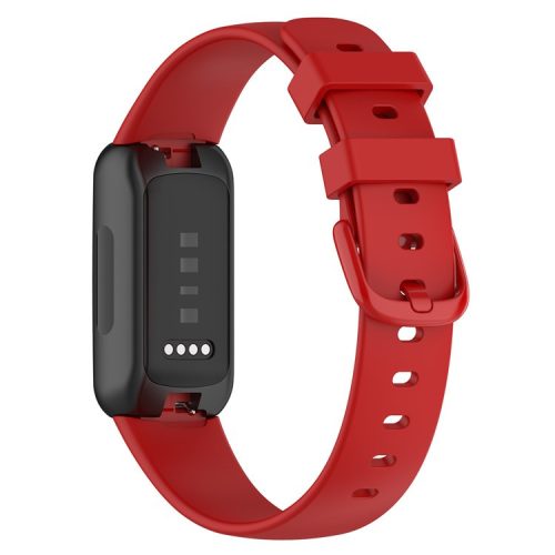 For Fitbit Inspire 3 Solid Color Silicone Watch Band Adjustable Pin Buckle Wrist Strap Replacement, Size: L - Red