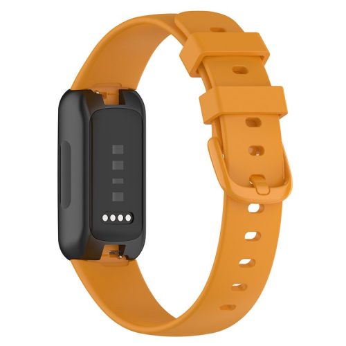 For Fitbit Inspire 3 Solid Color Silicone Watch Band Adjustable Pin Buckle Wrist Strap Replacement, Size: L - Yellow