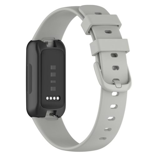 For Fitbit Inspire 3 Solid Color Silicone Watch Band Adjustable Pin Buckle Wrist Strap Replacement, Size: L - Rock Grey