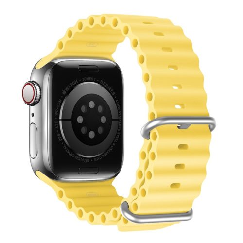 DUX DUCIS Band for Apple Watch Series 10 42mm / 9 8 7 41mm / SE (2023) SE (2022) SE 6 5 4 40mm / 3 2 1 38mm Wave Design Rubber Watch Strap - Yellow