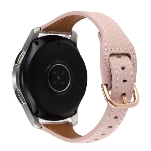 20mm T-shape Watchband for Samsung Galaxy Watch 5 Pro 45mm / Watch4 Classic 42mm / 46mm Litchi Texture Genuine Leather Watch Strap - Light Pink