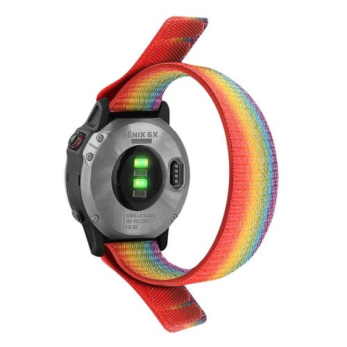 For Garmin Descent G1 / Fenix 7 / 6 Pro  /  5 Plus Nylon Watch Band Adjustable Sport Loop Strap Wristband Replacement Bracelet - Rainbow