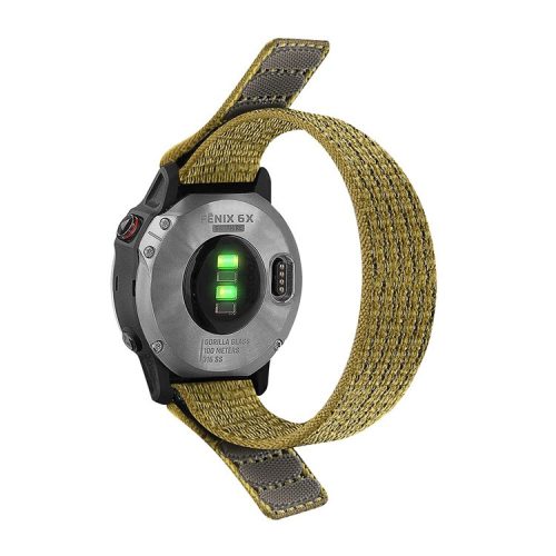 For Garmin Descent G1 / Fenix 7 / 6 Pro  /  5 Plus Nylon Watch Band Adjustable Sport Loop Strap Wristband Replacement Bracelet - Yellowgreen