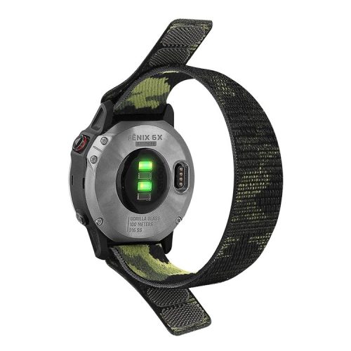 For Garmin Descent G1 / Fenix 7 / 6 Pro  /  5 Plus Nylon Watch Band Adjustable Sport Loop Strap Wristband Replacement Bracelet - Camouflage Green