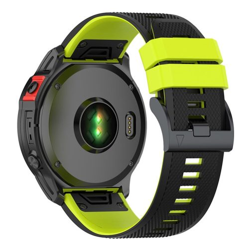 For Garmin Enduro / Tactix Delta / Tactix 7 Pro Dual Colors Replacement Wrist Band 26mm Textured Silicone Watch Strap - Black  /  Lime