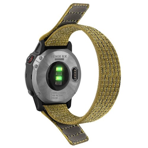 For Garmin Tactix 7 Pro / Fenix 7X / 6X Pro Replacement Nylon Watch Band 26mm Adjustable Magic Tape Wrist Strap - Yellow-green