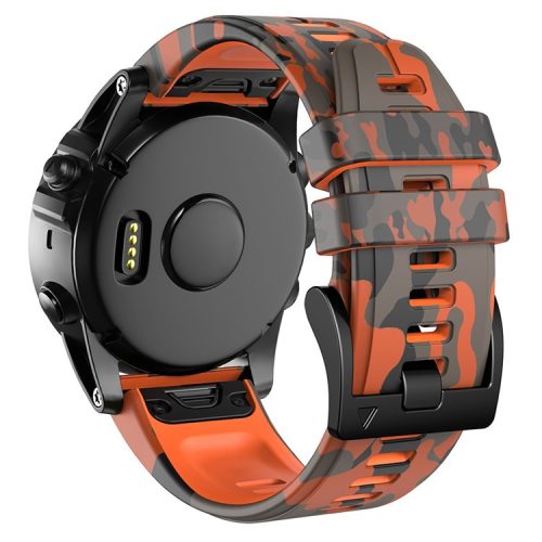 For Garmin Descent G1 / Instinct 2 / Epix Gen2 Printed Pattern Watch Band Soft Silicone Quick Release Replacement Sport Strap - Camouflage Orange