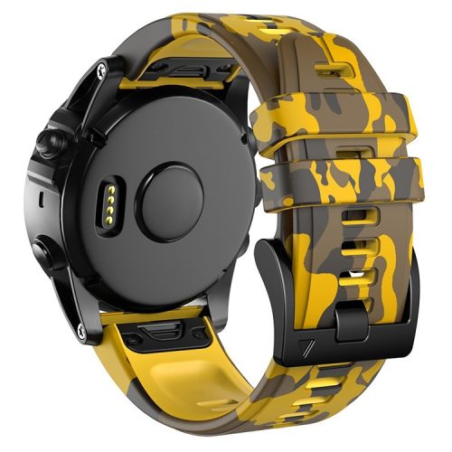 For Garmin Descent G1 / Instinct 2 / Epix Gen2 Printed Pattern Watch Band Soft Silicone Quick Release Replacement Sport Strap - Camouflage Yellow