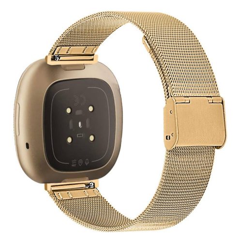 For Fitbit Versa 4 / Sense 2 Adjustable Milanese Watchband Metal Watch Strap with Buckle - Gold