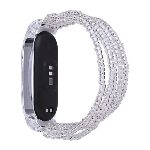 For Xiaomi Mi Band 3 / Band 4 Beaded Bracelet Holiday Style Watch Band Replacement Strap - Transparent