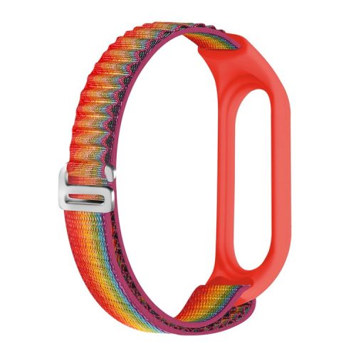 For Xiaomi Mi Band 3 / Band 4 / Band 5 / Band 6 / Band 7 Alpine Loop Nylon Watch Band G-hook Adjustable Sport Strap - Rainbow Color