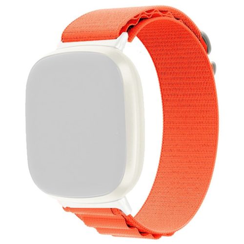 For Fitbit Versa 4 / Sense 2 Nylon Watch Band Stainless Steel Buckle Braided Loop Strap Replacement - Orange