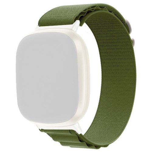 For Fitbit Versa 4 / Sense 2 Nylon Watch Band Stainless Steel Buckle Braided Loop Strap Replacement - Green