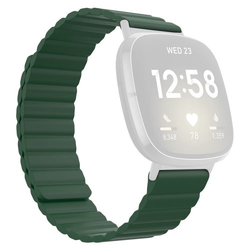 For Fitbit Versa 4 / Sense 2 Magnetic Attraction Silicone Smart Watch Strap Replacement Wrist Band - Green