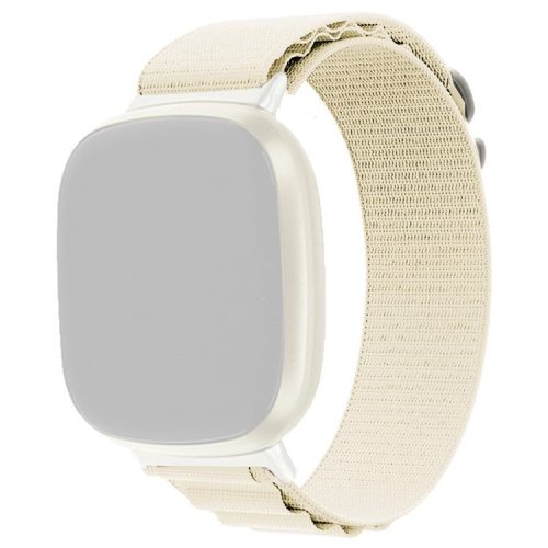 For Fitbit Versa 3 / Sense Replacement Breathable Nylon Smartwatch Band Adjustable Wrist Strap - Beige