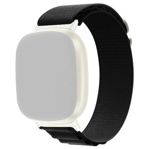 For Fitbit Versa 3 / Sense Replacement Breathable Nylon Smartwatch Band Adjustable Wrist Strap - Black