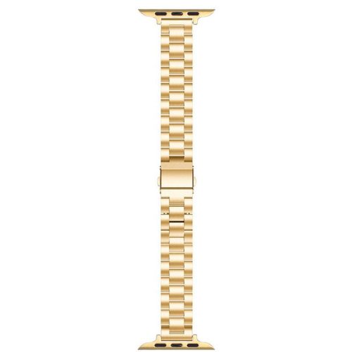 Watch Strap for Apple Watch Series 10 42mm / 9 8 7 41mm / SE (2023) SE (2022) SE 6 5 4 40mm / 3 2 1 38mm Three Beads Slim Metal Watch Band - Gold