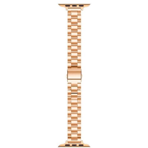 Watch Strap for Apple Watch Series 10 42mm / 9 8 7 41mm / SE (2023) SE (2022) SE 6 5 4 40mm / 3 2 1 38mm Three Beads Slim Metal Watch Band - Rose Gold