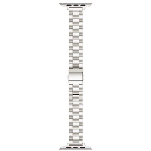 Watch Strap for Apple Watch Series 10 42mm / 9 8 7 41mm / SE (2023) SE (2022) SE 6 5 4 40mm / 3 2 1 38mm Three Beads Slim Metal Watch Band - Silver