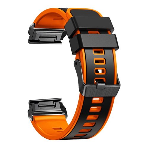 For Garmin Descent G1 / Instinct 2 Watch Strap Replacement Quick Release Dual-color Silicone Watch Band  - Black  /  Orange