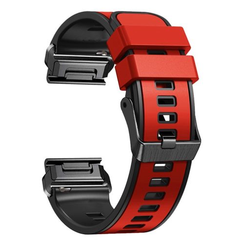 For Garmin Descent G1 / Instinct 2 Watch Strap Replacement Quick Release Dual-color Silicone Watch Band  - Red  /  Black