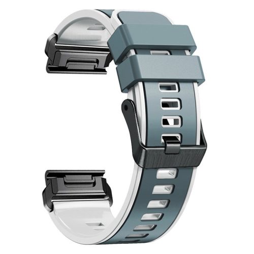 For Garmin Descent G1 / Instinct 2 Watch Strap Replacement Quick Release Dual-color Silicone Watch Band  - Blue  /  Grayish-white