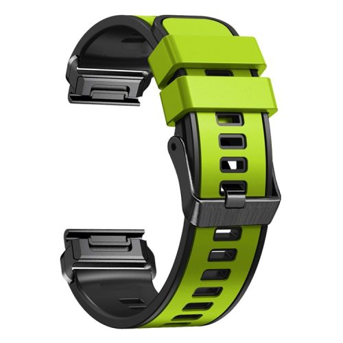 For Garmin Descent G1 / Instinct 2 Watch Strap Replacement Quick Release Dual-color Silicone Watch Band  - Lime  /  Black