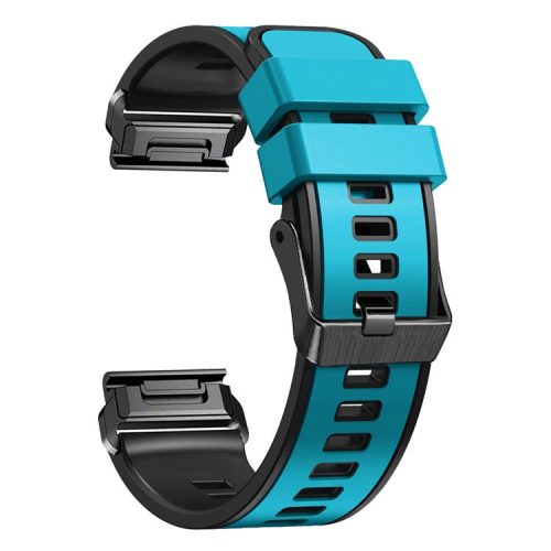 For Garmin Descent G1 / Instinct 2 Watch Strap Replacement Quick Release Dual-color Silicone Watch Band  - Sky Blue  /  Black