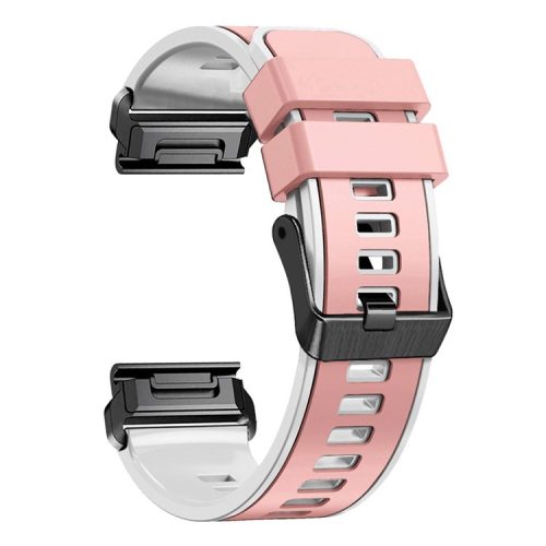 For Garmin Tactix 7 Pro / Tactix Delta Replacement Wristband Quick Release Dual-color Soft Silicone Sport Watch Band  - Pink  /  White